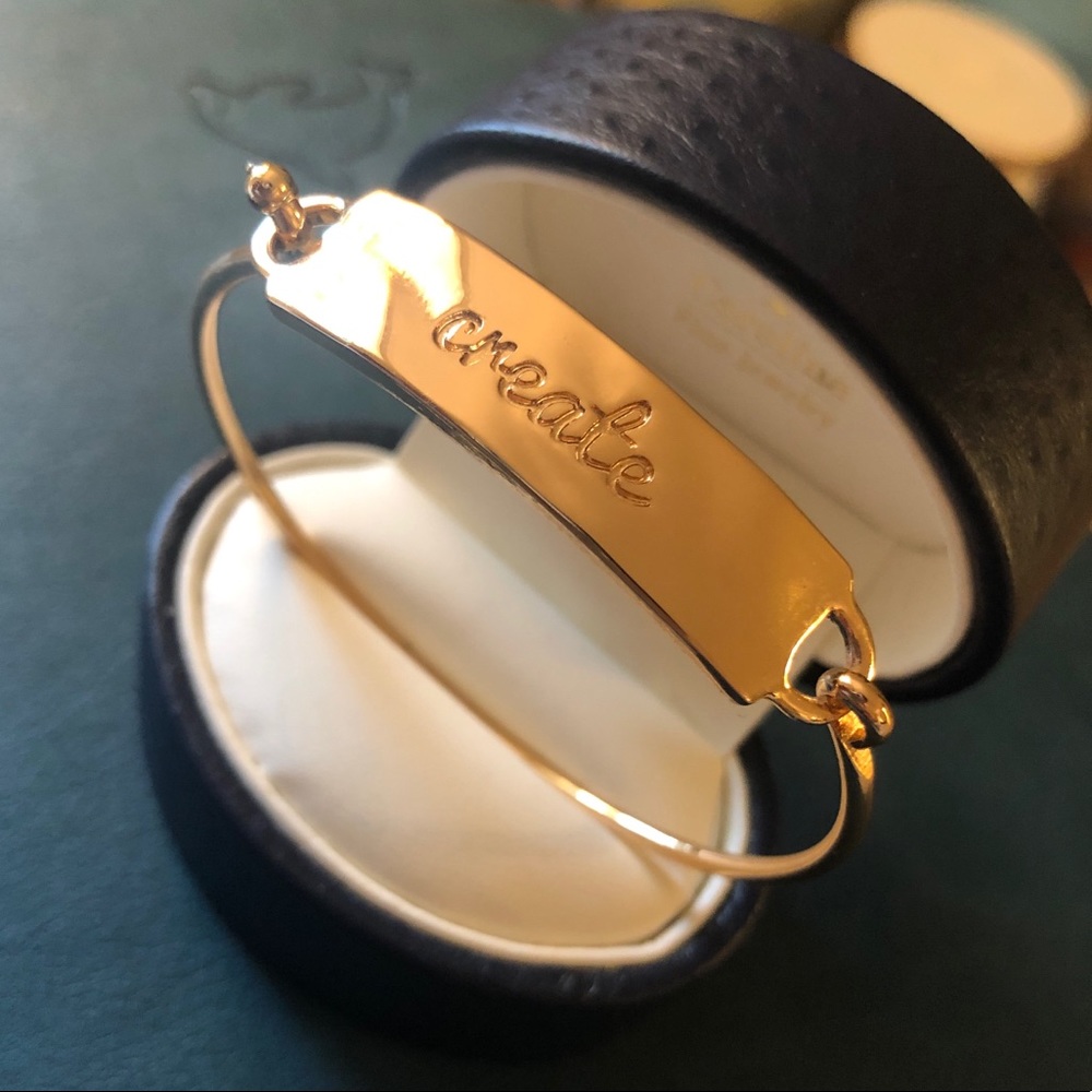 ‘CREATE’ Mantra Bangle Bracelet in Gold NIB
